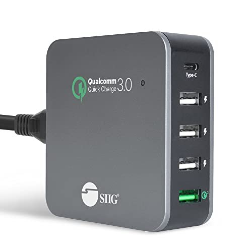 SIIG USB C Charger 5 Port 45W with Quick Charge 3.0