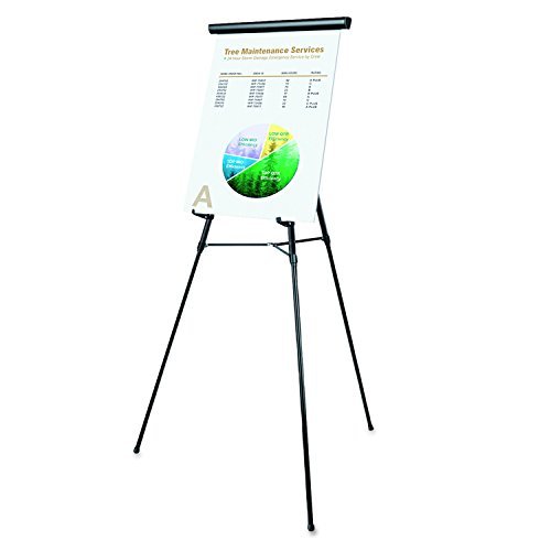 Universal 43150 3-Leg Telescoping Easel with Pad Retainer, Adjusts 34" to 64", Aluminum, Black