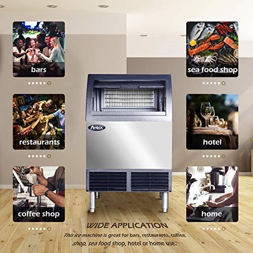 Commercial Ice Maker Machine with Storage Bin, Atosa Stainless Steel Automatic Bars Restaurant, 283lbs/24h - Image 3